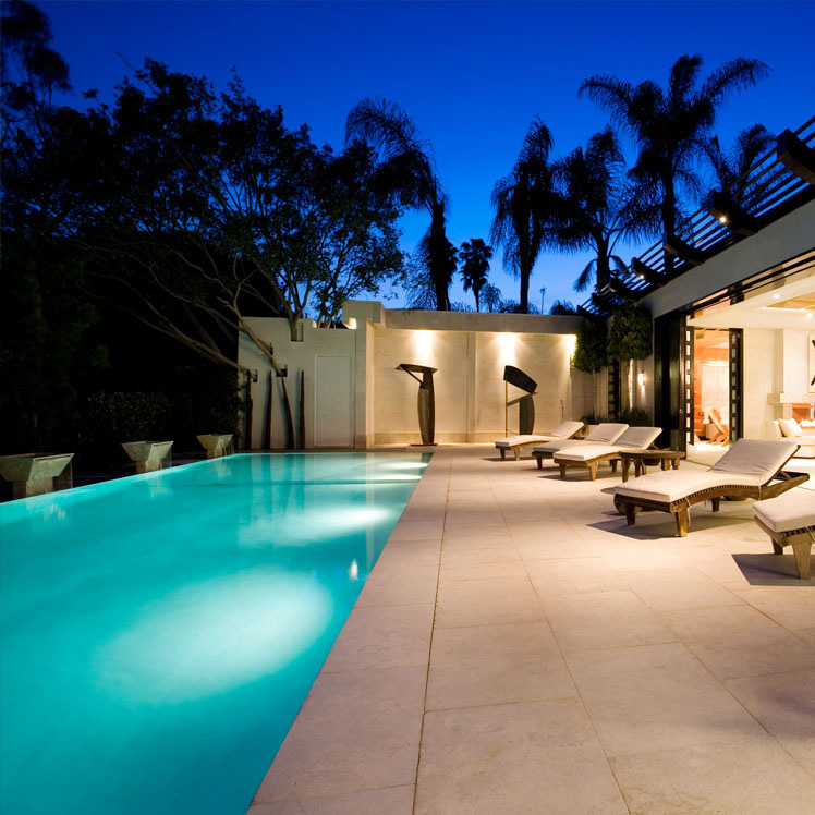 Outdoor Television by Pool in connected home, smart home - down